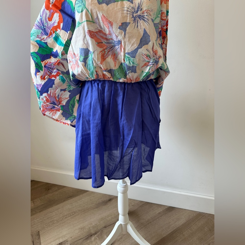 Flying Tomato Vibrant Orange and Purple Floral Print Lined Skirt - Picture 3 of 7